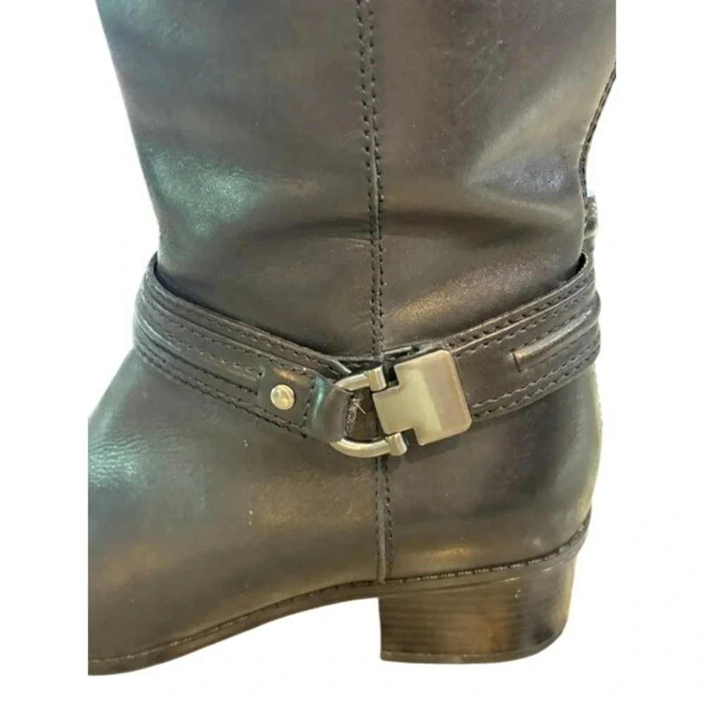 Bandolino Carlita Riding Boots Women 7.5 Black Excellent Leather‎ Tall Knee High